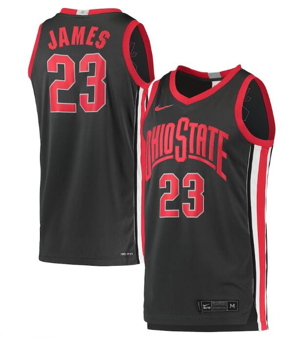 Men's Ohio State Buckeyes #23 LeBron James Charcoal Limited Stitched Basketball Jersey